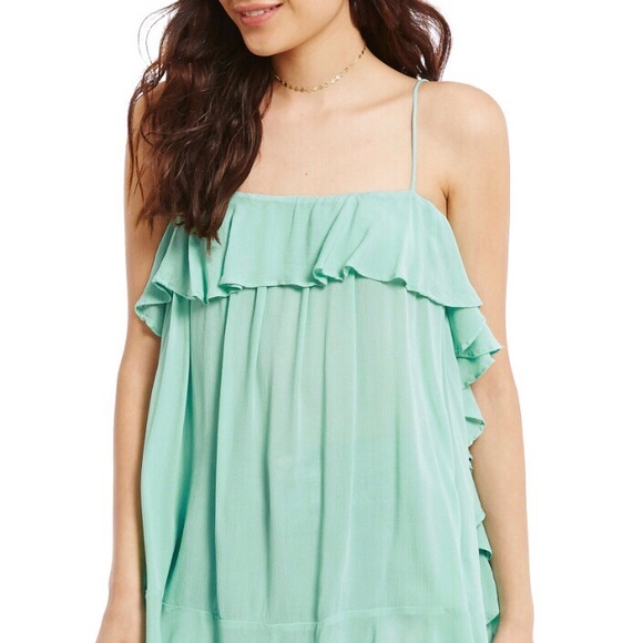 New Free People Woven Cascade Ruffle Cami Top - Picture 2 of 2